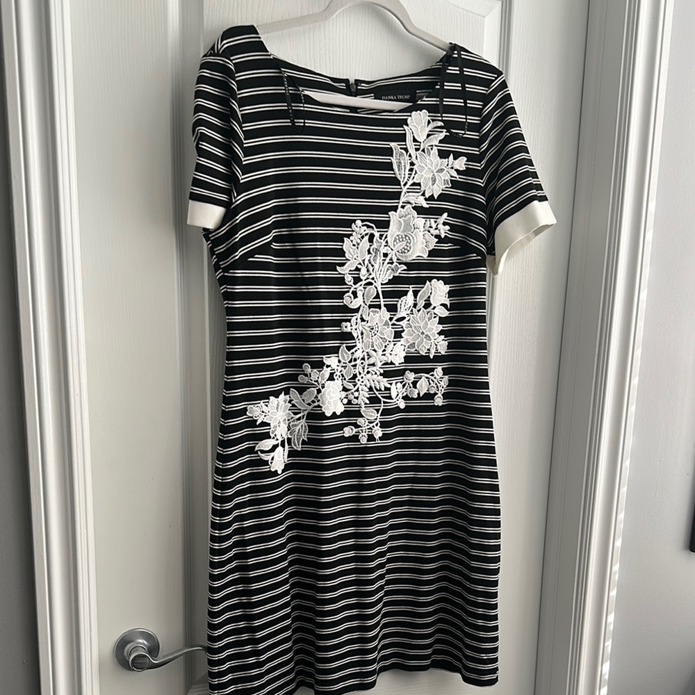 Ivanka Trump Black and Gray A-line Mini Dress